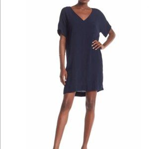 Madewell Novel Dress Navy Blue Shirt Shift 100% Viscose Short Sleeve Light XS